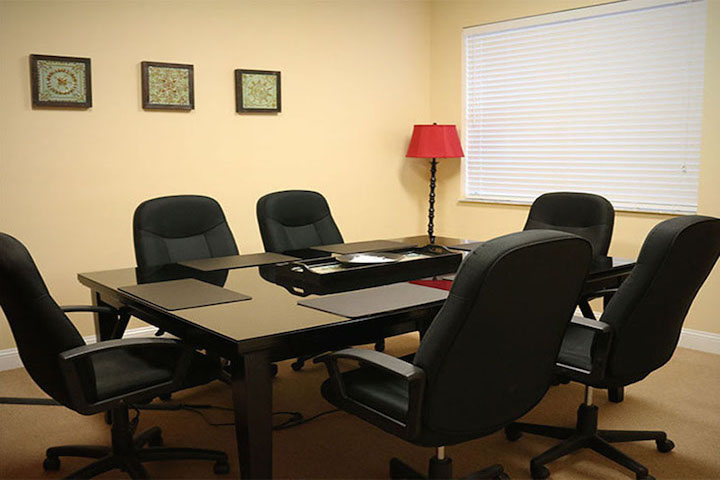 Palm Coast Conference Room Black-Red-Conference-Room-Configuration